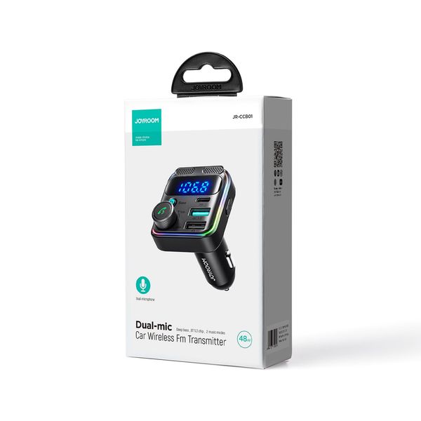 Joyroom 48W Dual-Mic Car Wireless FM Transmitter Black JR-CCB01