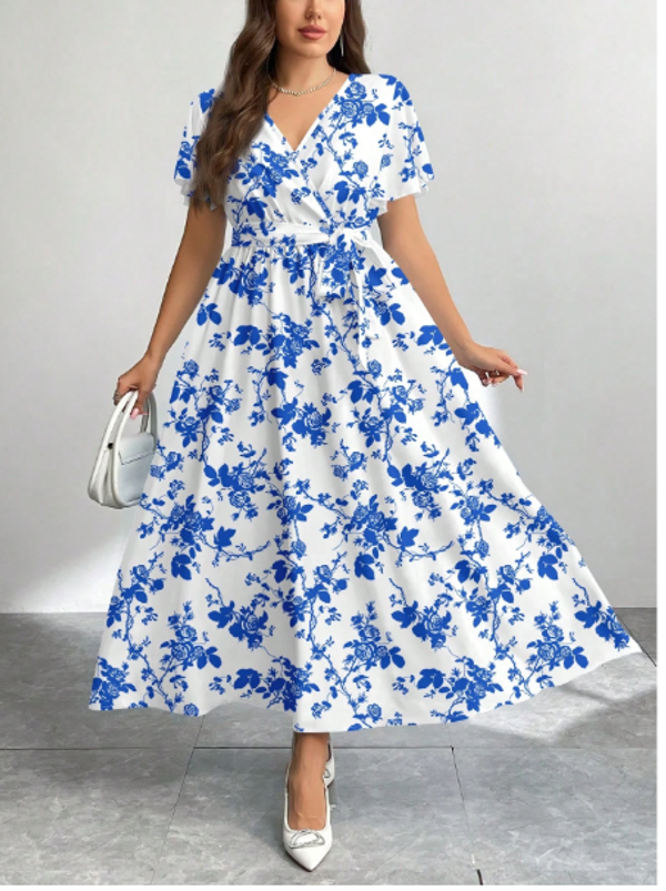 Floral Print Loose Plus Size Dress
