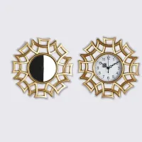 Best Sellers 3 Pcs European Elegant Luxury Hotel Bathroom Decorative Clocks Antique Gold Frame Round Creative Vintage Wall Clock