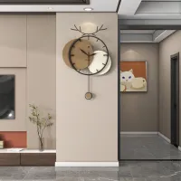 Stylish Modern Wall Clock with Antler Design and Pendulum