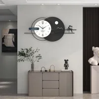 Modern Minimalist Wall Clock with Black Deer Silhouette