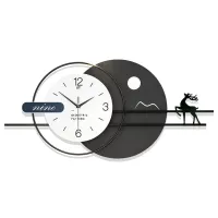 Modern Minimalist Wall Clock with Black Deer Silhouette
