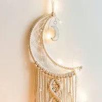 Macrame Dream Catcher Boho Home Decor Moon Ramadan Decoration Macrame Wall Hanging Baby Nordic Room Decoration for Kids Nursery