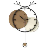 Stylish Modern Wall Clock with Antler Design and Pendulum