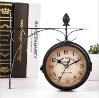 Double-Sided Vintage Wall Clock Creative Double-Sided Home Clock for Enjoying European Retro Style