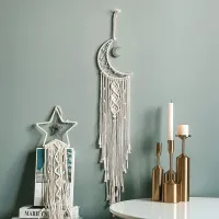Macrame Dream Catcher Boho Home Decor Moon Ramadan Decoration Macrame Wall Hanging Baby Nordic Room Decoration for Kids Nursery