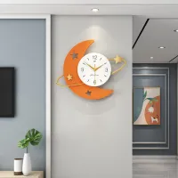 Celestial Crescent Moon Wall Clock with Gold Orbit