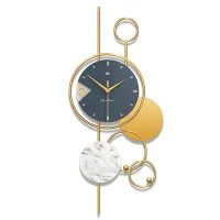 Modern Wall Clock with Gold Accents and Marble Disc