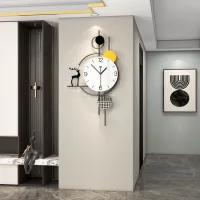Modern Abstract Wall Clock with Deer Silhouette and Geometric Design