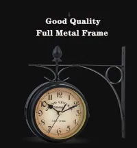 Double-Sided Vintage Wall Clock Creative Double-Sided Home Clock for Enjoying European Retro Style