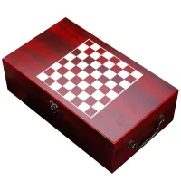 Double Wine Gift Box with Chess Set – Elegant Wooden Gift Box (No Wine Included)