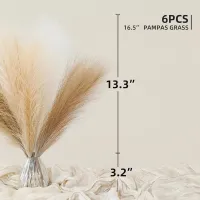6PCS Artificial Pampas Grass Decor Flowers Fake Plant Reed for DIY Floral Table Arrange Flower Wedding Home Christmas Decoration