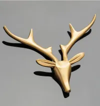 Luxurious Black Marble Wall Clock with Gold Deer Accents