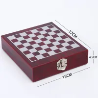 Double Wine Gift Box with Chess Set – Elegant Wooden Gift Box (No Wine Included)
