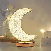 Bedroom Crystal Touch Dimming Night Light Girls Room Home Decor Aesthetics USB Bedside LED Ambient Table 3d Moon Lamp