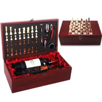 Double Wine Gift Box with Chess Set – Elegant Wooden Gift Box (No Wine Included)