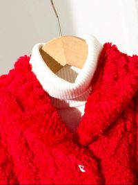 Baby Girls' Casual Solid Color Cable Knit Thick Warm Outwear