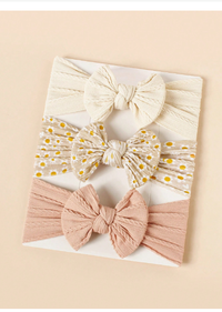 3pcs Children/baby Soft And Breathable Floral Print Fashionable Nylon Bowknot Headband