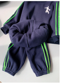 2pcs/Set Baby Boy Casual Sports Neon Trim Long Sleeve Round Neck Pullover Sweatshirt And Pants 