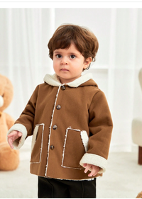 Babyboy/Babygirl Contrast Color Fleece Hooded Jacket