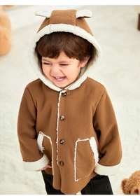 Babyboy/Babygirl Contrast Color Fleece Hooded Jacket