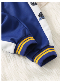 2pcs/Set Baby Girl/Boy Letter Print Contrast Color Hoodie Jacket And Jogger Pants Set