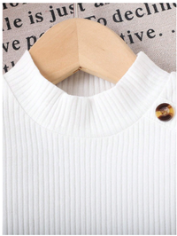 Baby Girls Snap Button Turtleneck Top & Cute Bow Decor Pink Skirt 2pcs Set