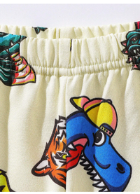 2pcs Baby Boy Cute And Comfortable Cartoon Animal Head Prints Hoodie And Knitted Pants Set 