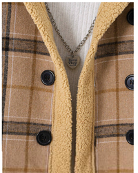 Baby Boy Carnival Plaid Pattern Warm Fleece Hooded Long Sleeve Jacket