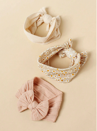 3pcs Children/baby Soft And Breathable Floral Print Fashionable Nylon Bowknot Headband