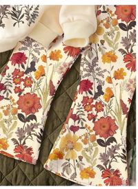 Baby Girls Floral Print Sweatshirt And Bell Bottoms Casual Soft Knit Simple Pullover Two-Piece Outfit