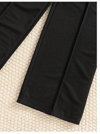 Young 2pcs Girls Teen Knitted Casual Basic Crop Top & Wide Leg Pants Set