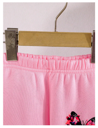 Baby Girls' Butterfly Printed Fashionable Long Sleeve Sweatshirt And Casual Pants Warm Outfit