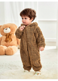 Newborn Baby Boy/Girl Cozy Hooded Fleece Romper Suit