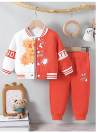 2pcs/Set Baby/Toddler Autumn/Winter Sporty Stylish Baseball Jacket And Casual Long Pants Outfit