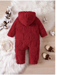 Baby Girl Solid Zipper Hooded Jumpsuit