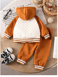 Baby Boy 2pcs Outfit - Dark Color Casual Suit, Letter Embroidery Hoodie Long Sleeve Jacket + Solid Color Pants