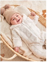 Newborn Baby Boy Cute Hooded Fleece Romper