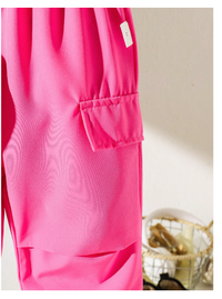 2pcs/Set Baby Girl Infant Toddler 0-3T Sporty V-Neck Loose Jersey Top And Relaxed Fit Cargo Sports