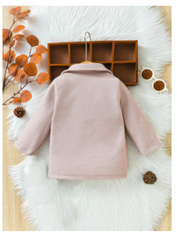 Baby Boys Fashionable Double-Breasted Oatmeal Gray Lapel Long Overcoat