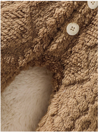 Baby Boy Winter Front Button Hooded Fleece Jumpsuit