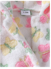 1pc Baby Girls' Cute Fleece Hooded Long Sleeve Romper