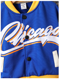 Baby Boys Letter Print Colorblock Baseball Jacket Hoodie And Sport Pants Set
