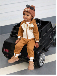 Baby Boy 2pcs Outfit - Dark Color Casual Suit, Letter Embroidery Hoodie Long Sleeve Jacket + Solid Color Pants