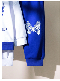 2pcs Baby Girls Butterfly Print Contrast Color Sporty Sweatshirt And Sweatpants Set