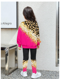 Baby Girl Casual Knitted Thick Crew Neck Long Sleeve Sweatshirt & Leggings Set