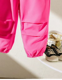 2pcs/Set Baby Girl Infant Toddler 0-3T Sporty V-Neck Loose Jersey Top And Relaxed Fit Cargo Sports