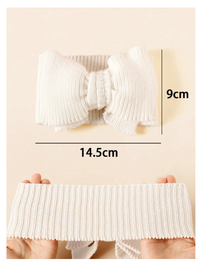 1pc Baby White Diy Woolen Double Layer High Elasticity Headband With Large Bowknot 