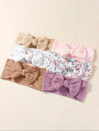 6pcs Spring Style Baby Nylon Decorative Hairbands, Suitable For Daily Use