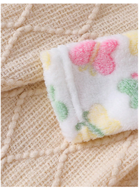 1pc Baby Girls' Cute Fleece Hooded Long Sleeve Romper